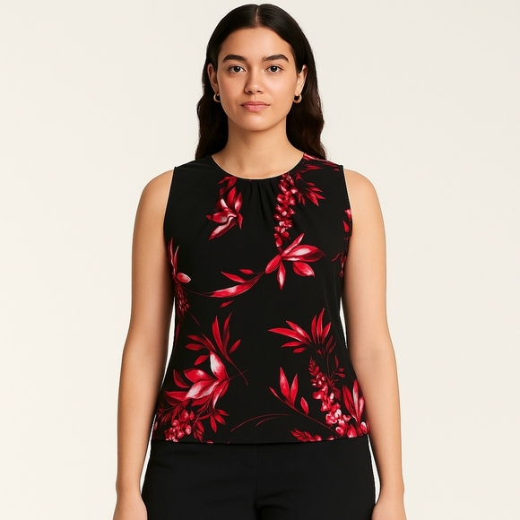 Calvin Klein Black Sleeveless Blouse Halter Neckline XL NWT - Picture 1 of 7